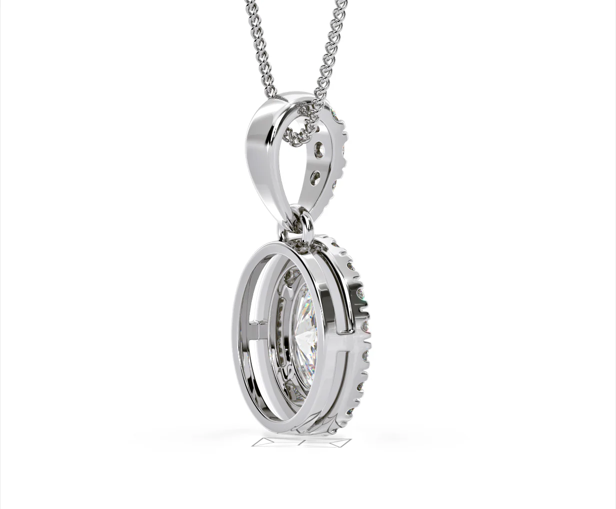Georgina Oval Lab Diamond Halo Pendant Necklace 1.38ct in 18K White Gold F/VS1 - Image 59