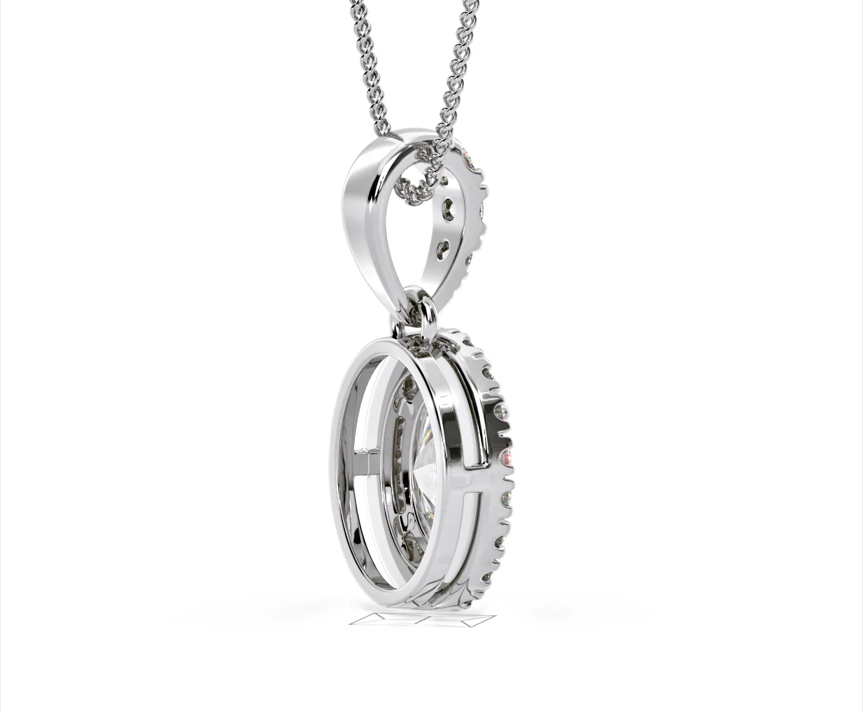 Georgina Oval Lab Diamond Halo Pendant Necklace 1.38ct in 18K White Gold F/VS1 - Image 60