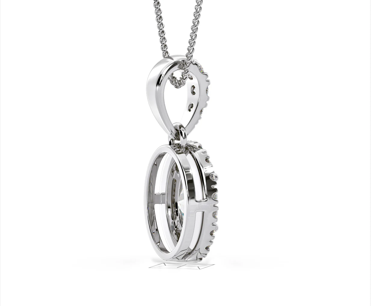 Georgina Oval Lab Diamond Halo Pendant Necklace 1.38ct in 18K White Gold F/VS1 - Image 61