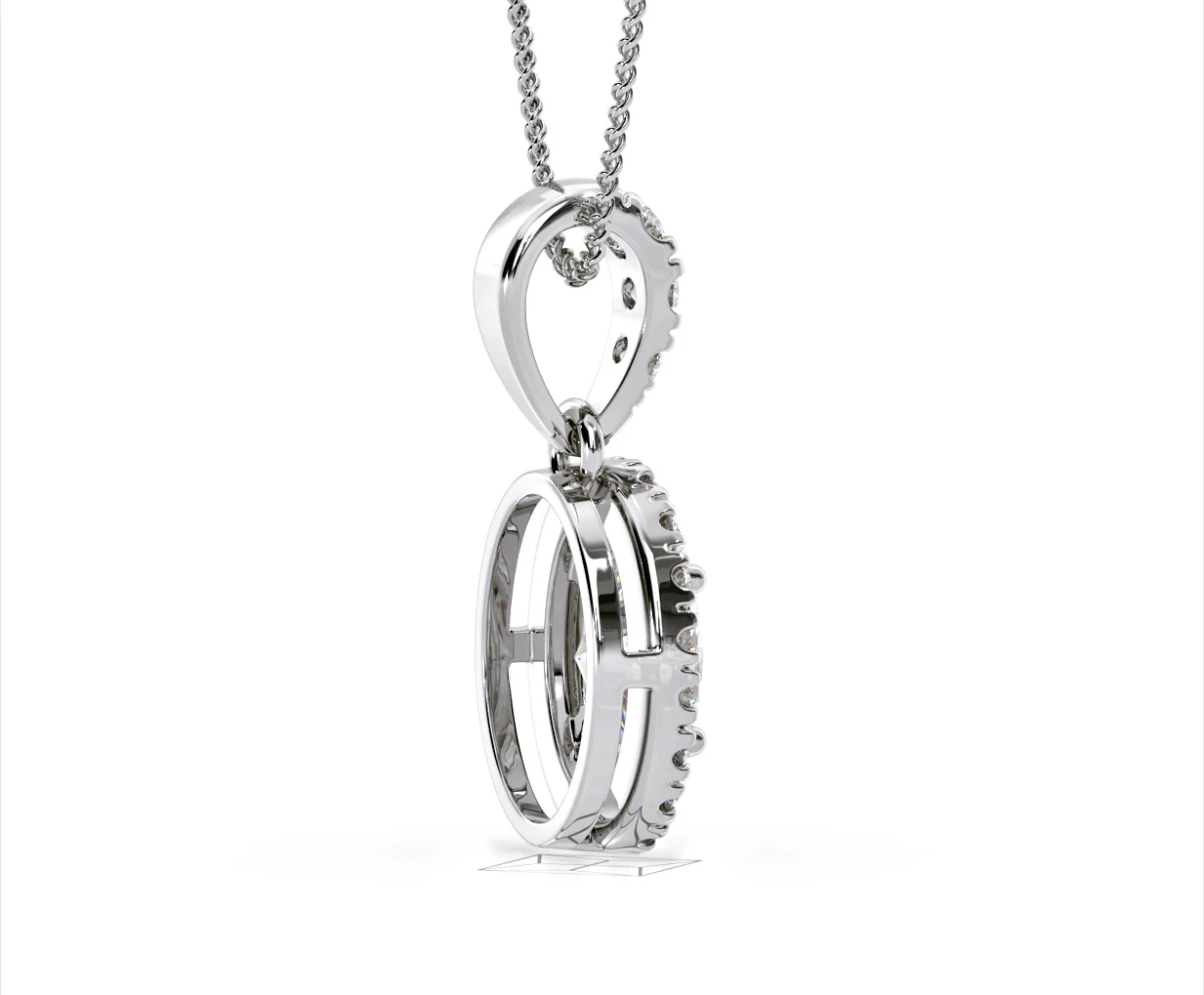 Georgina Oval Lab Diamond Halo Pendant Necklace 1.38ct in 18K White Gold F/VS1 - Image 62