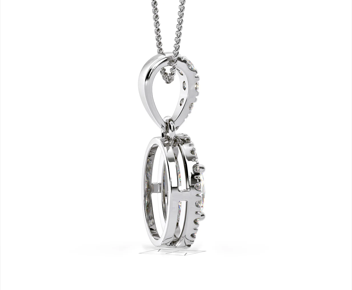 Georgina Oval Lab Diamond Halo Pendant Necklace 1.38ct in 18K White Gold F/VS1 - Image 63