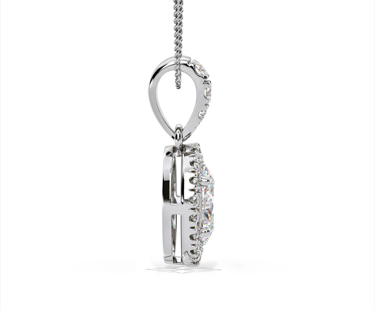 Georgina Oval Lab Diamond Halo Pendant Necklace 1.38ct in 18K White Gold F/VS1 - Image 68