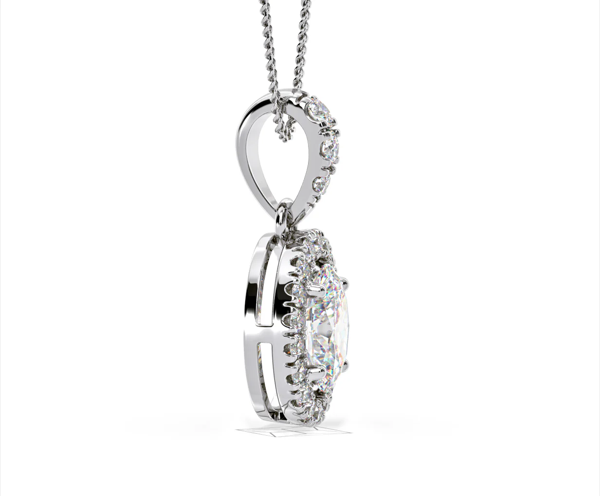 Georgina Oval Lab Diamond Halo Pendant Necklace 1.38ct in 18K White Gold F/VS1 - Image 71