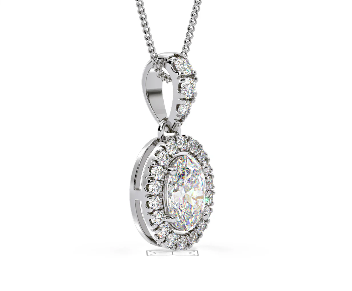 Georgina Oval Lab Diamond Halo Pendant Necklace 1.38ct in 18K White Gold F/VS1 - Image 77