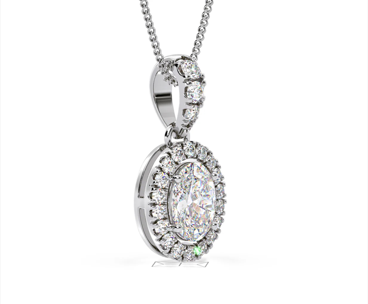 Georgina Oval Lab Diamond Halo Pendant Necklace 1.38ct in 18K White Gold F/VS1 - Image 78