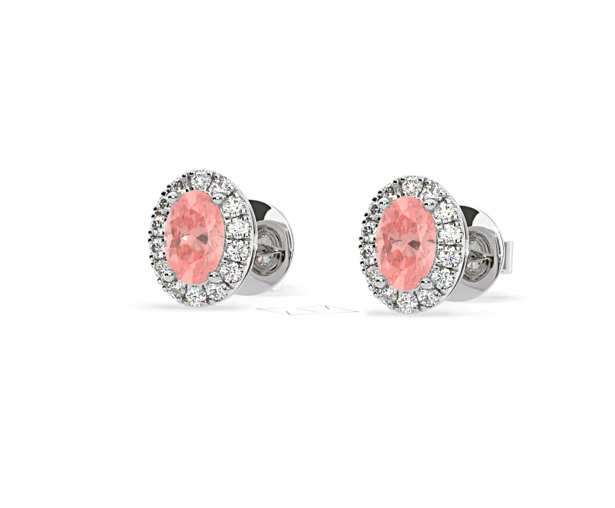 Georgina Pink Lab Diamond 1.34ct Oval Halo Earrings in 18K White Gold - Elara Collection - Image 12