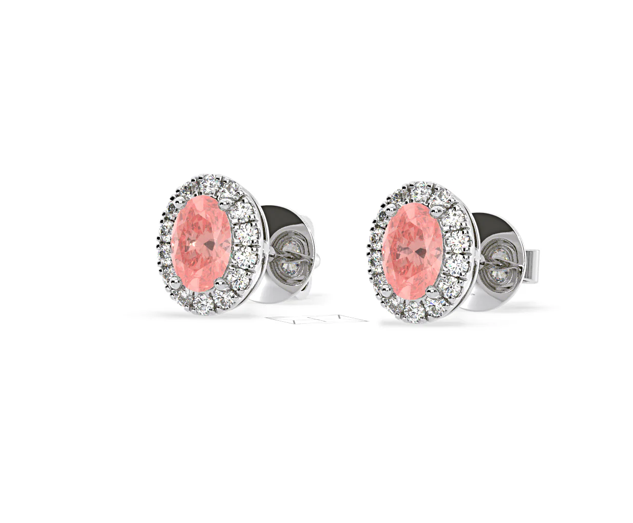 Georgina Pink Lab Diamond 1.34ct Oval Halo Earrings in 18K White Gold - Elara Collection - Image 13
