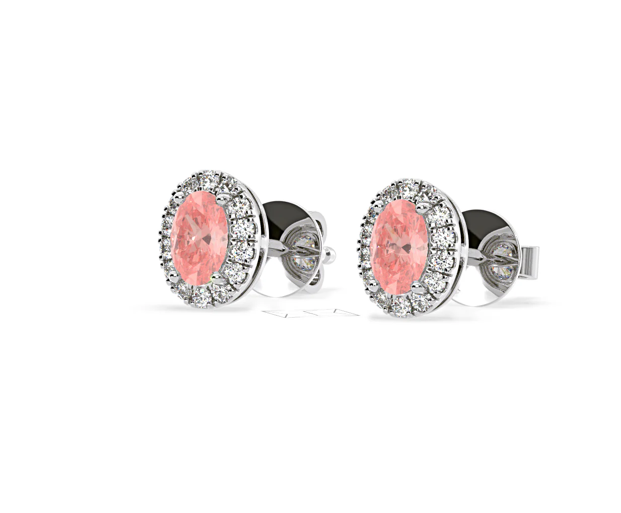 Georgina Pink Lab Diamond 1.34ct Oval Halo Earrings in 18K White Gold - Elara Collection - Image 14