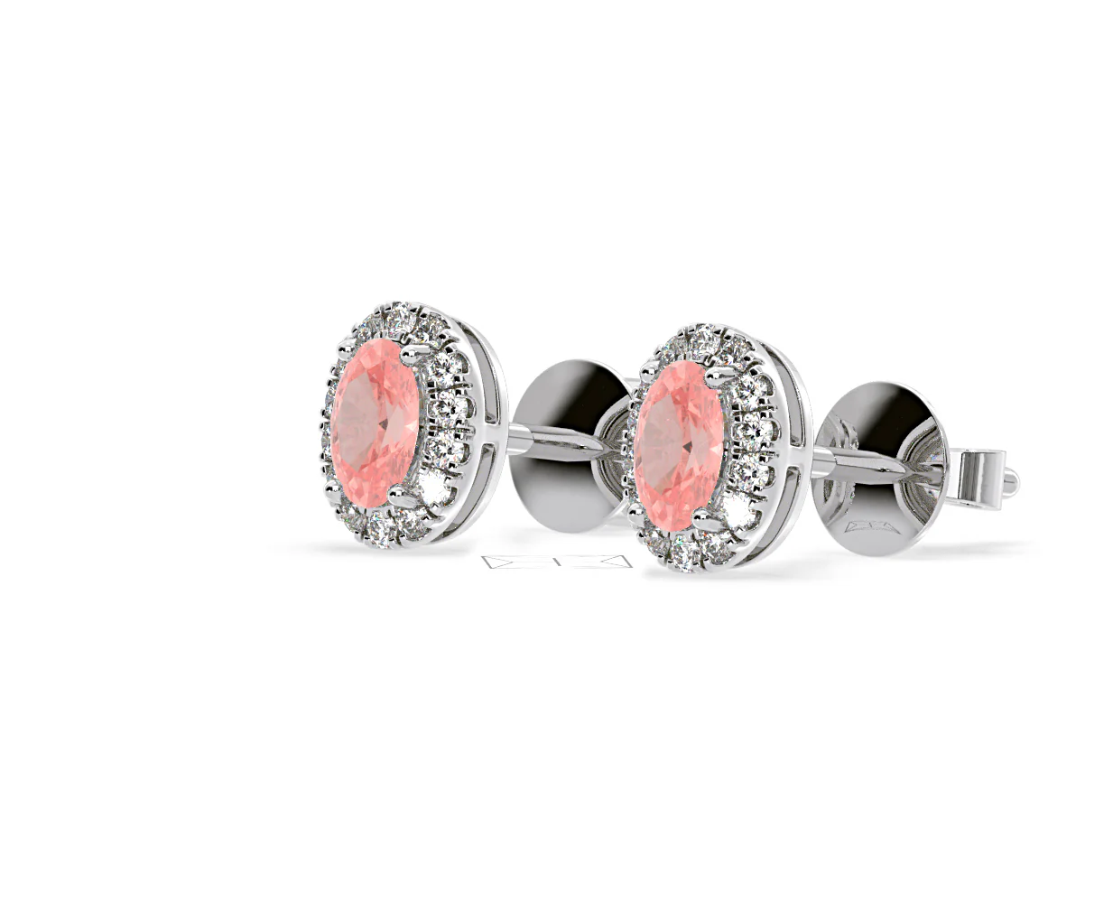 Georgina Pink Lab Diamond 1.34ct Oval Halo Earrings in 18K White Gold - Elara Collection - Image 17