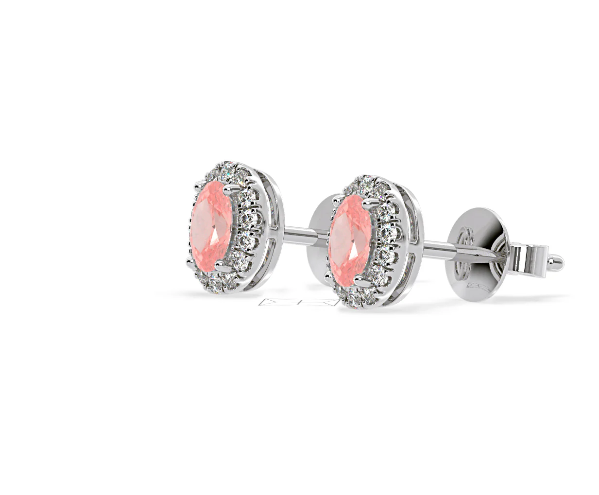 Georgina Pink Lab Diamond 1.34ct Oval Halo Earrings in 18K White Gold - Elara Collection - Image 19