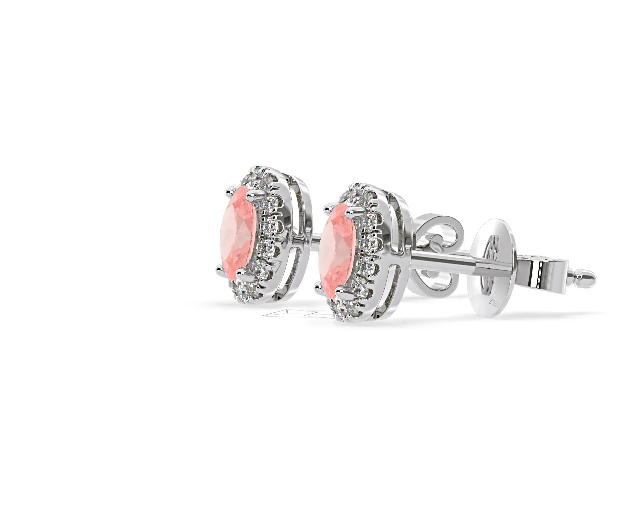 Georgina Pink Lab Diamond 1.34ct Oval Halo Earrings in 18K White Gold - Elara Collection - Image 22