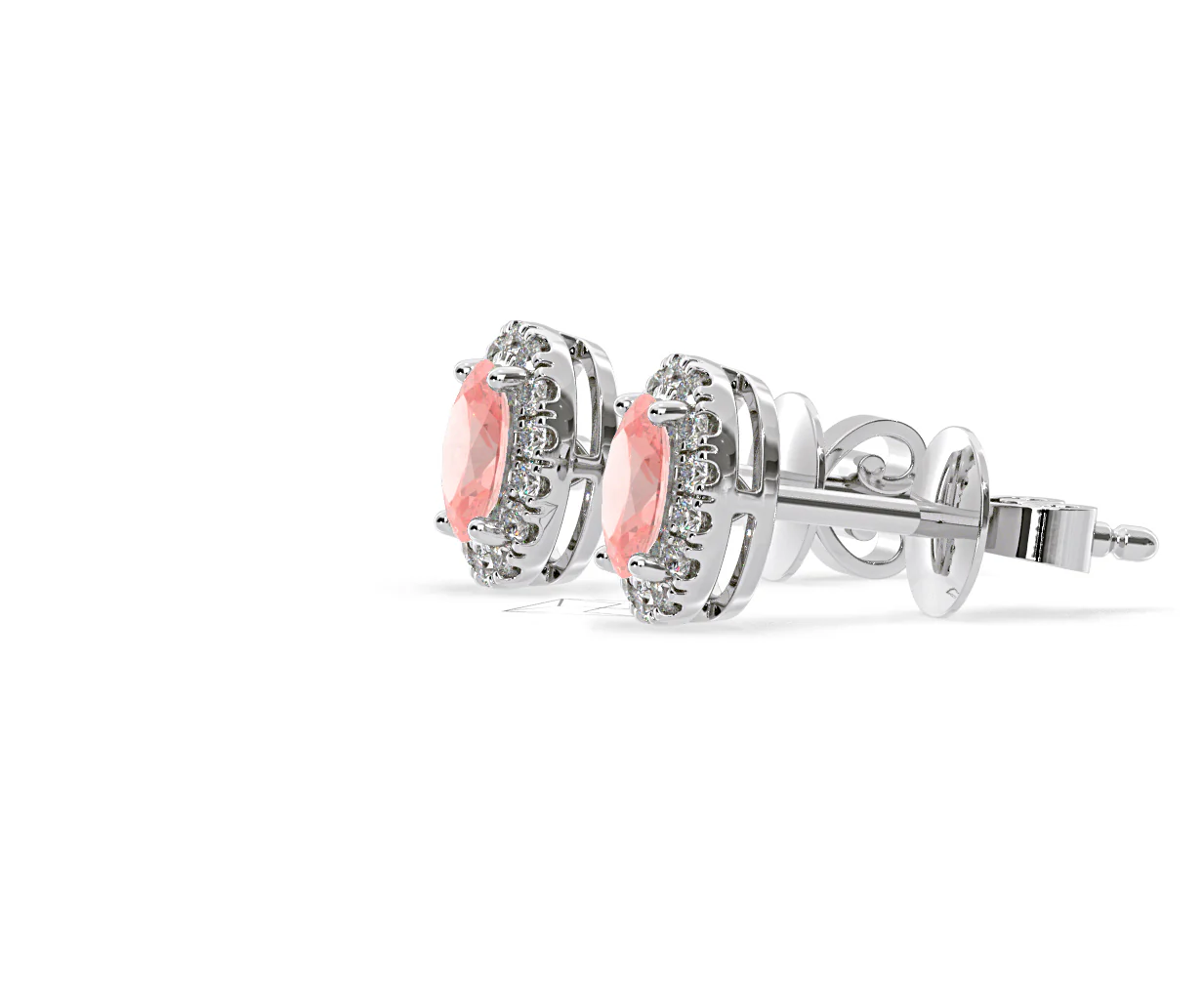 Georgina Pink Lab Diamond 1.34ct Oval Halo Earrings in 18K White Gold - Elara Collection - Image 23
