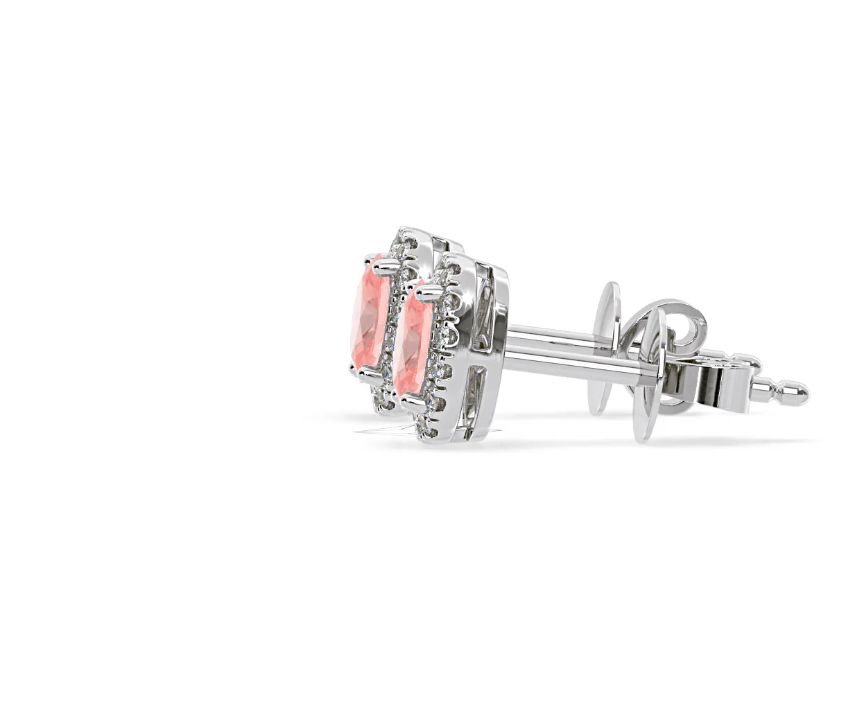Georgina Pink Lab Diamond 1.34ct Oval Halo Earrings in 18K White Gold - Elara Collection - Image 26