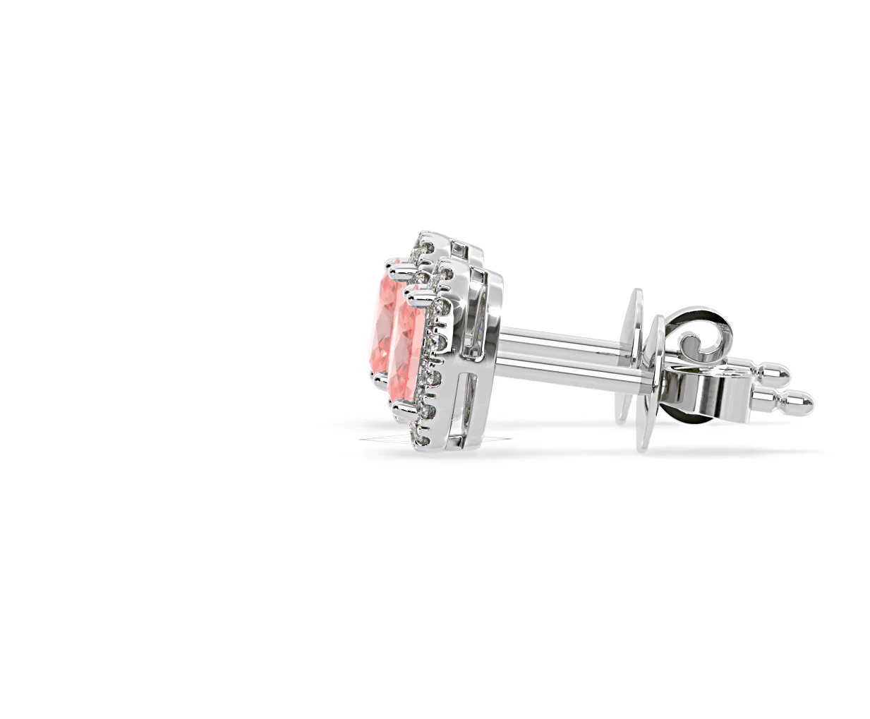 Georgina Pink Lab Diamond 1.34ct Oval Halo Earrings in 18K White Gold - Elara Collection - Image 27
