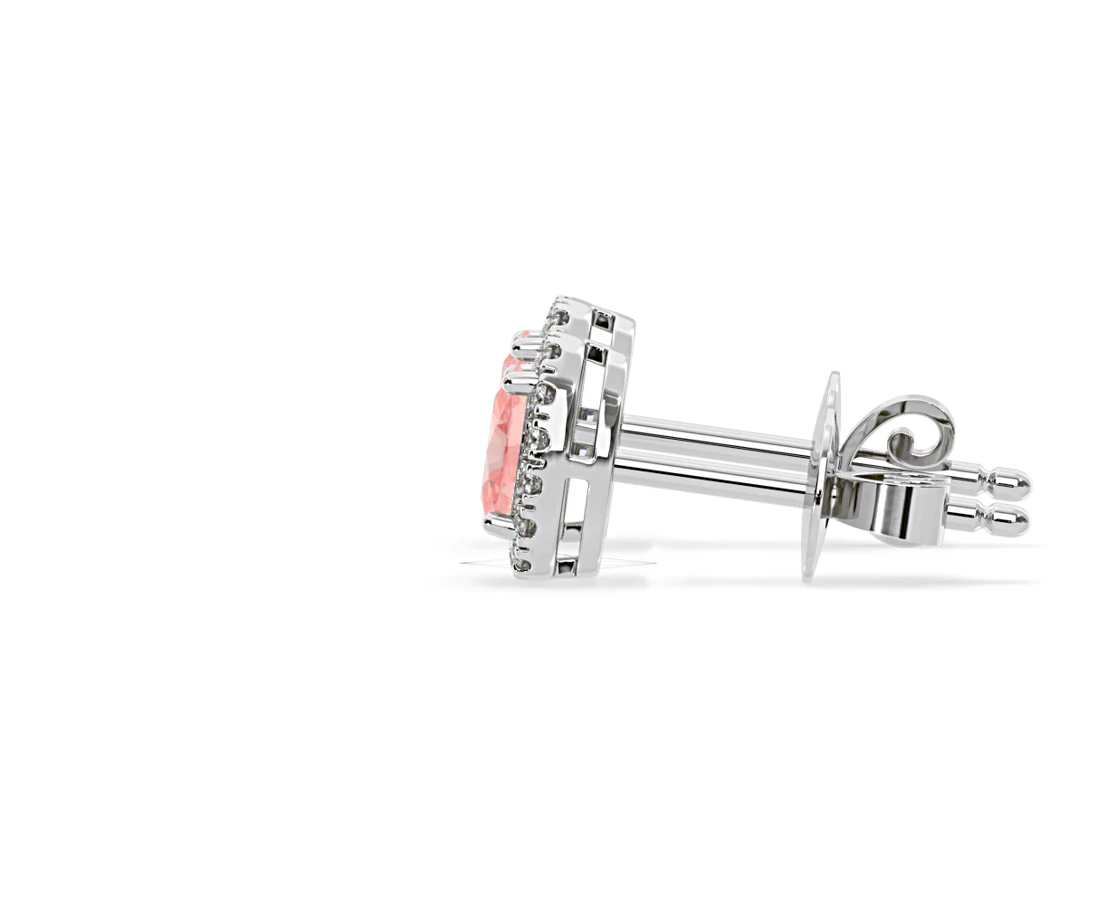 Georgina Pink Lab Diamond 1.34ct Oval Halo Earrings in 18K White Gold - Elara Collection - Image 28