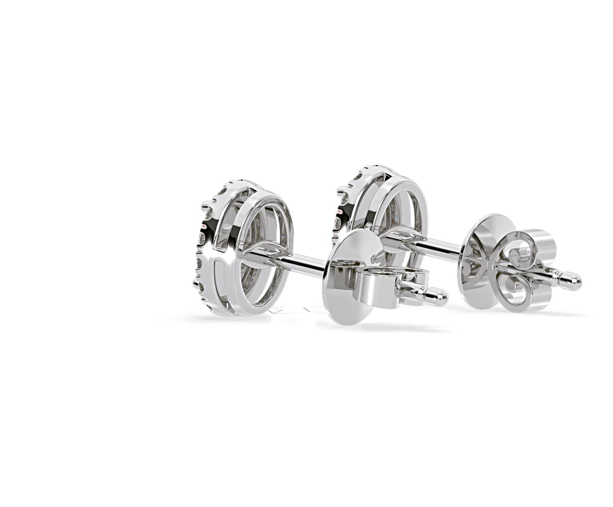 Georgina Pink Lab Diamond 1.34ct Oval Halo Earrings in 18K White Gold - Elara Collection - Image 36