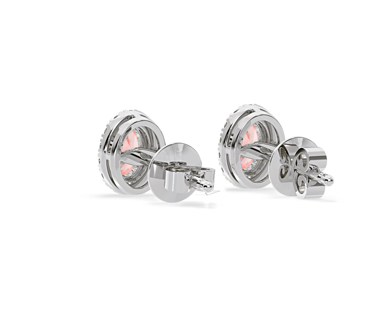 Georgina Pink Lab Diamond 1.34ct Oval Halo Earrings in 18K White Gold - Elara Collection - Image 41