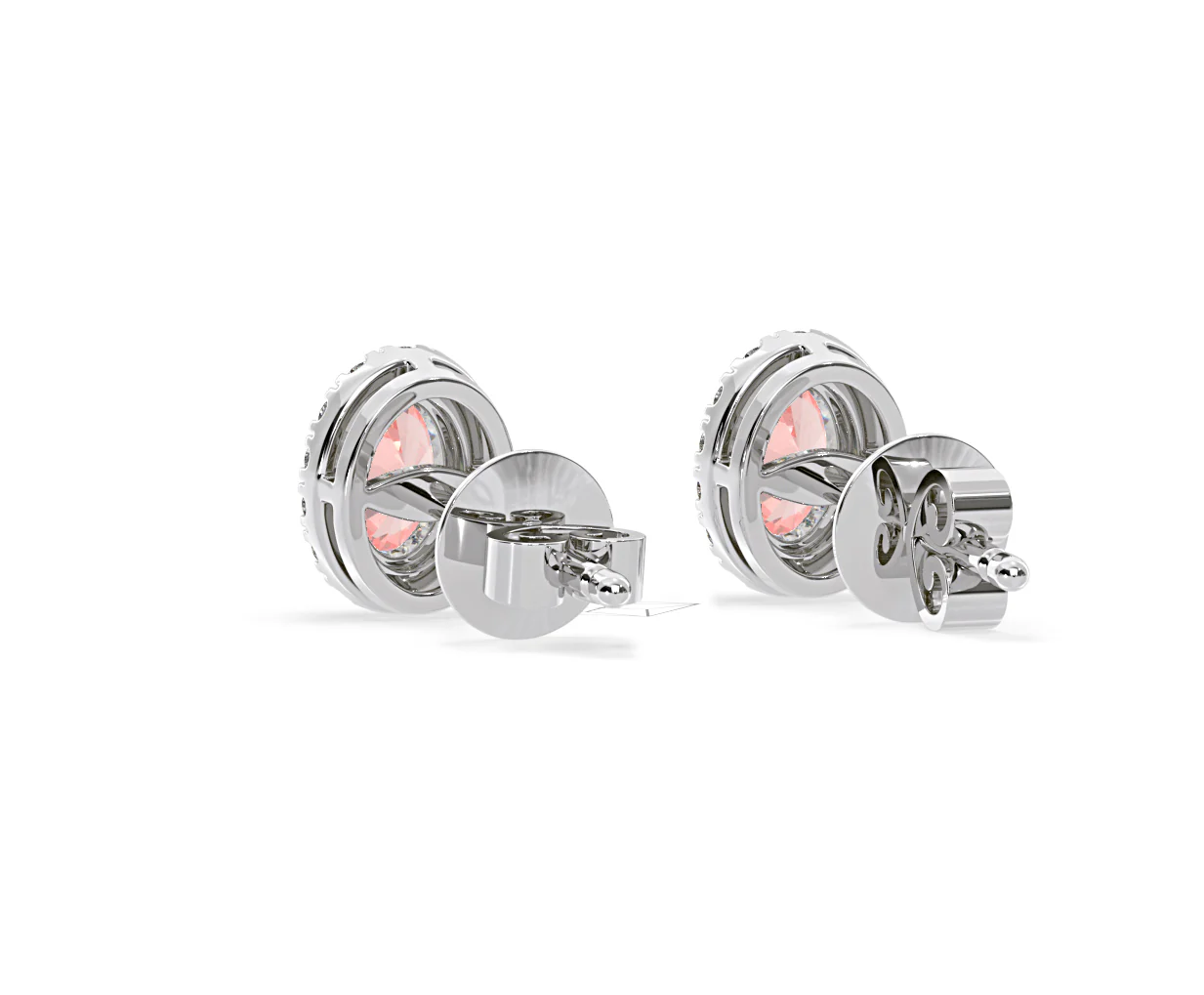 Georgina Pink Lab Diamond 1.34ct Oval Halo Earrings in 18K White Gold - Elara Collection - Image 42