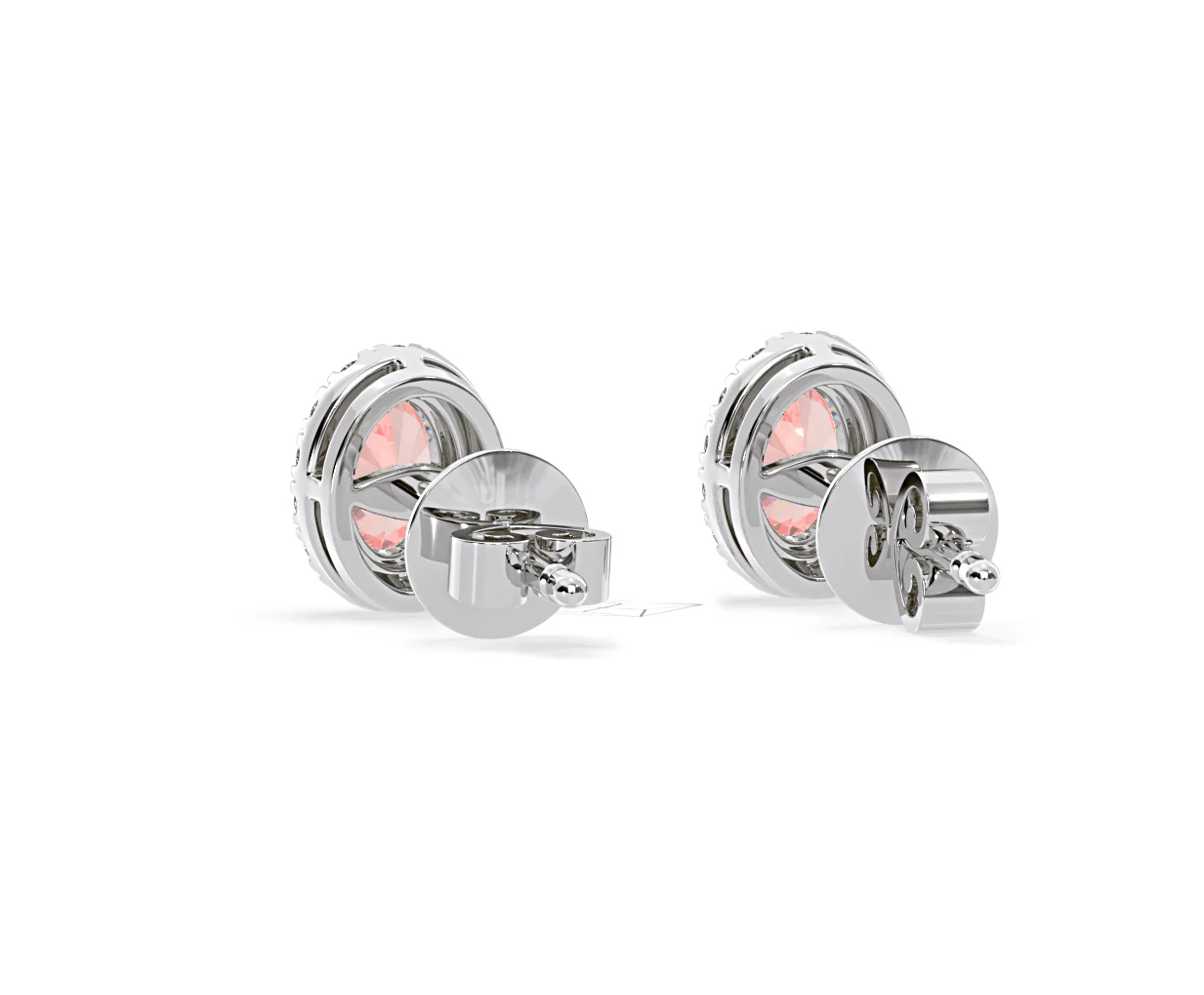 Georgina Pink Lab Diamond 1.34ct Oval Halo Earrings in 18K White Gold - Elara Collection - Image 43