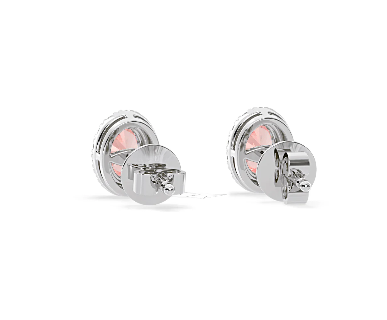 Georgina Pink Lab Diamond 1.34ct Oval Halo Earrings in 18K White Gold - Elara Collection - Image 44
