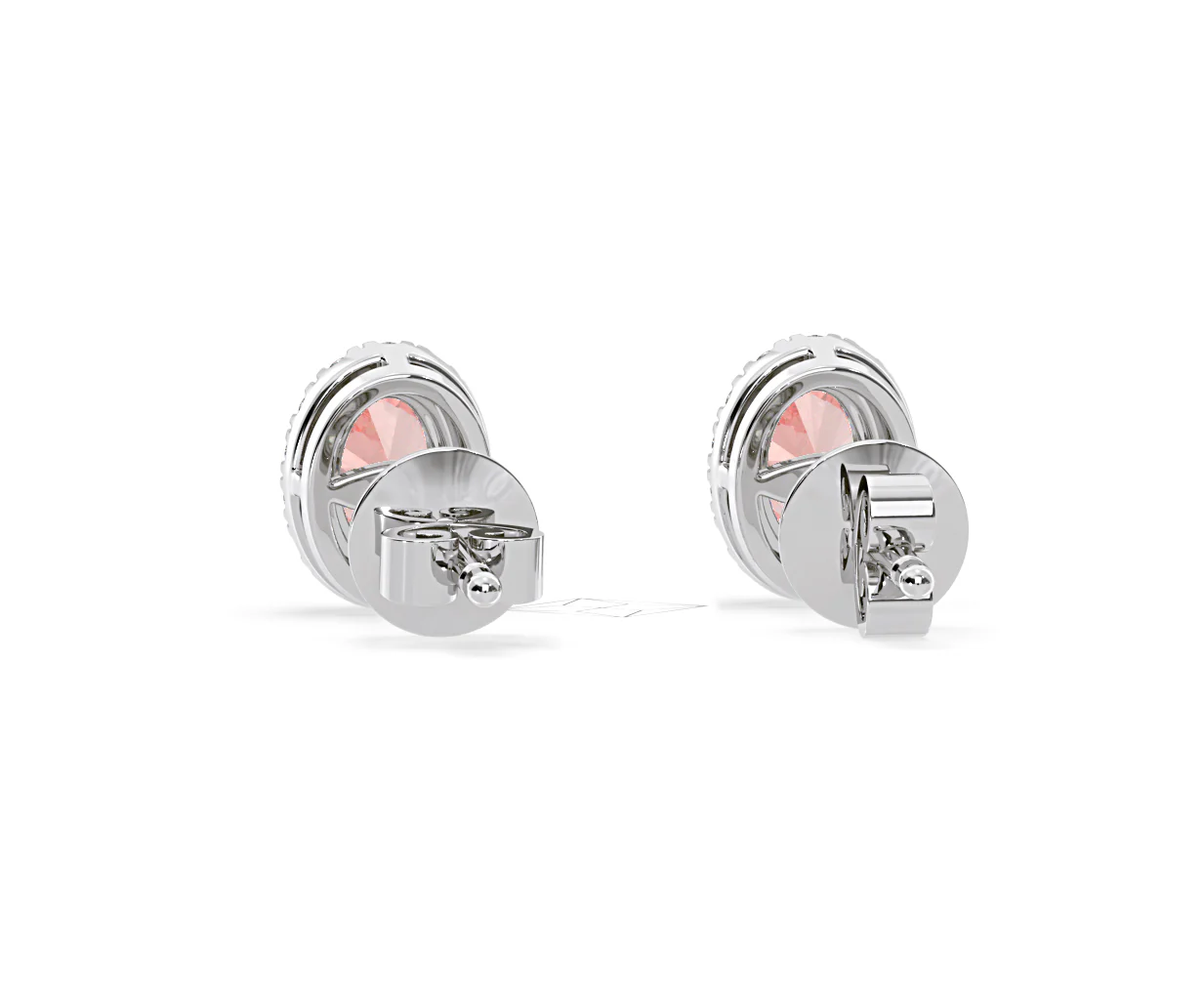 Georgina Pink Lab Diamond 1.34ct Oval Halo Earrings in 18K White Gold - Elara Collection - Image 45