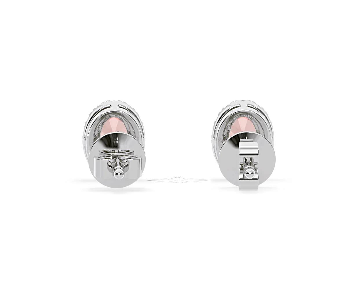 Georgina Pink Lab Diamond 1.34ct Oval Halo Earrings in 18K White Gold - Elara Collection - Image 47