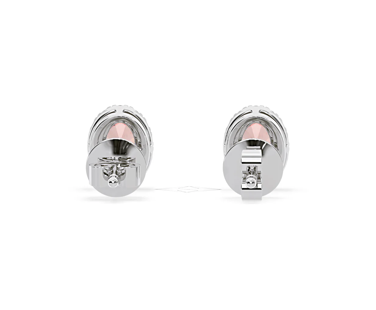 Georgina Pink Lab Diamond 1.34ct Oval Halo Earrings in 18K White Gold - Elara Collection - Image 48