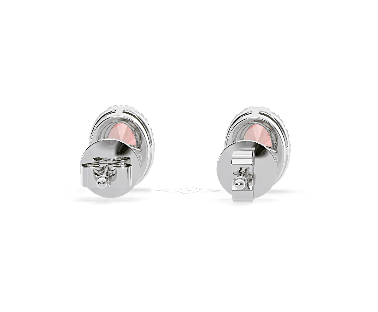 Georgina Pink Lab Diamond 1.34ct Oval Halo Earrings in 18K White Gold - Elara Collection - Image 49