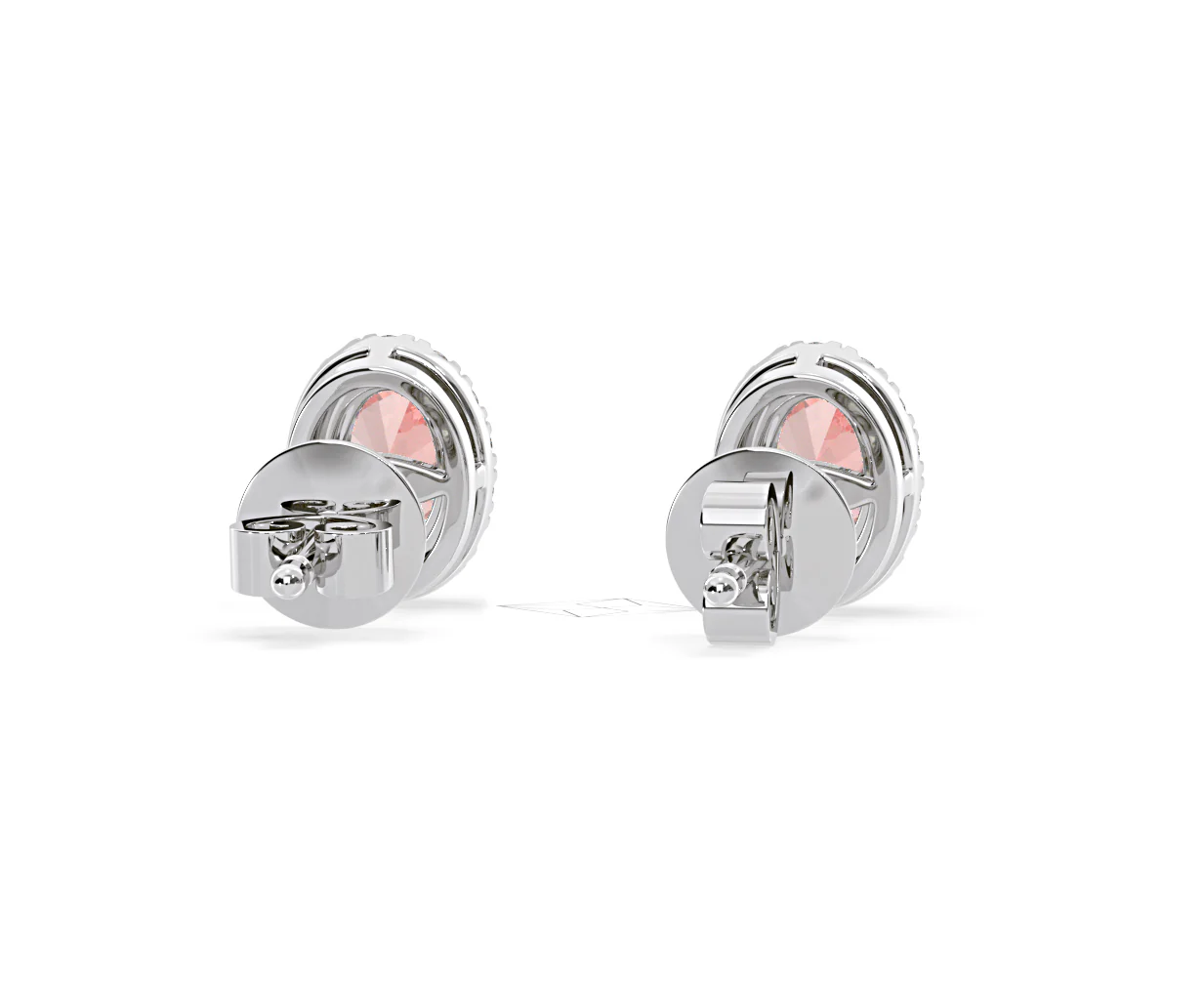 Georgina Pink Lab Diamond 1.34ct Oval Halo Earrings in 18K White Gold - Elara Collection - Image 50