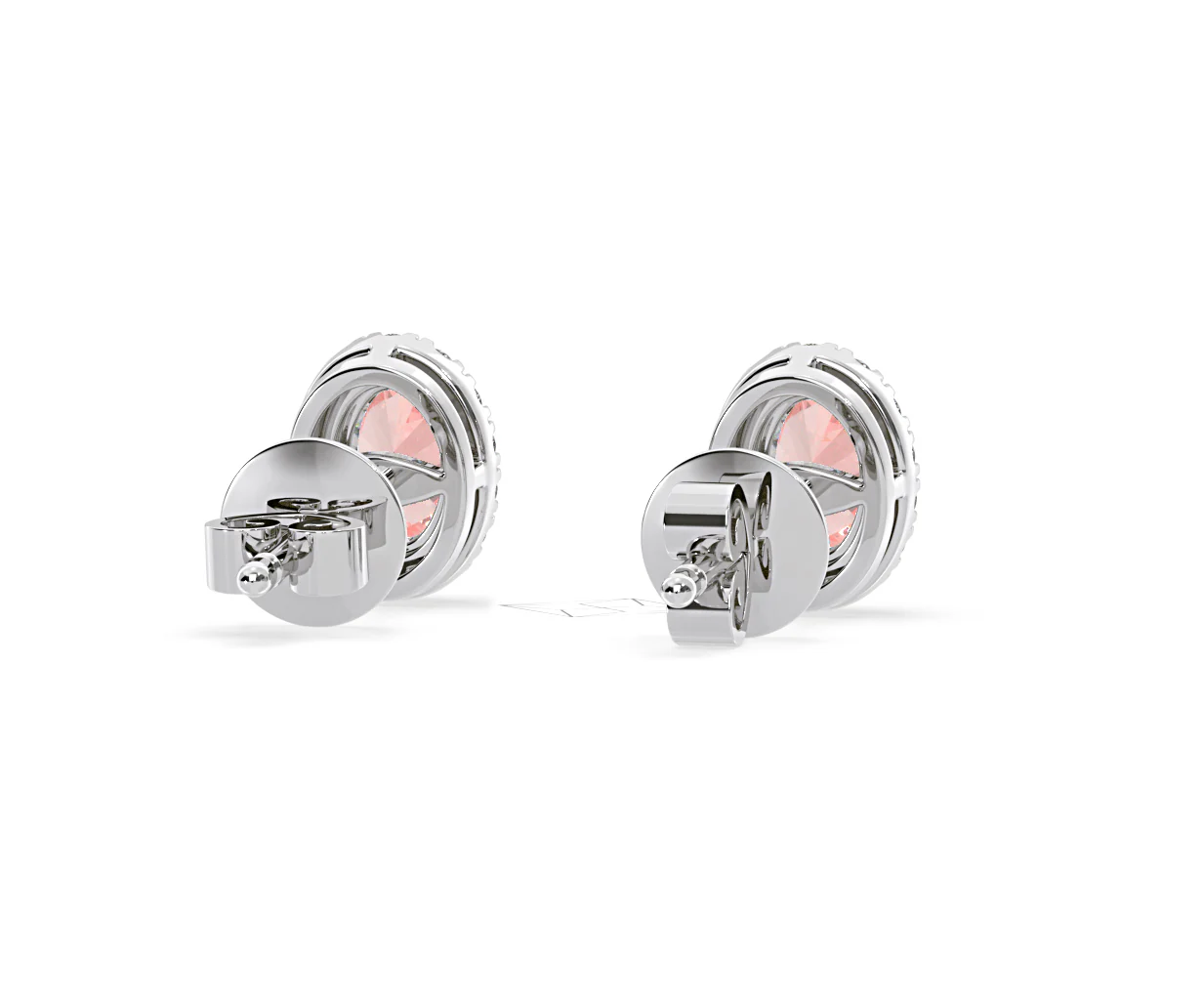 Georgina Pink Lab Diamond 1.34ct Oval Halo Earrings in 18K White Gold - Elara Collection - Image 51