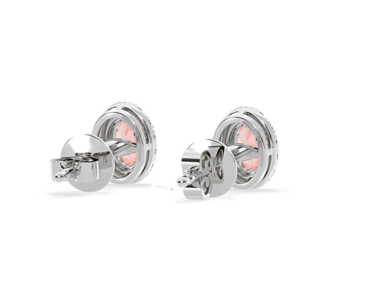 Georgina Pink Lab Diamond 1.34ct Oval Halo Earrings in 18K White Gold - Elara Collection - Image 53