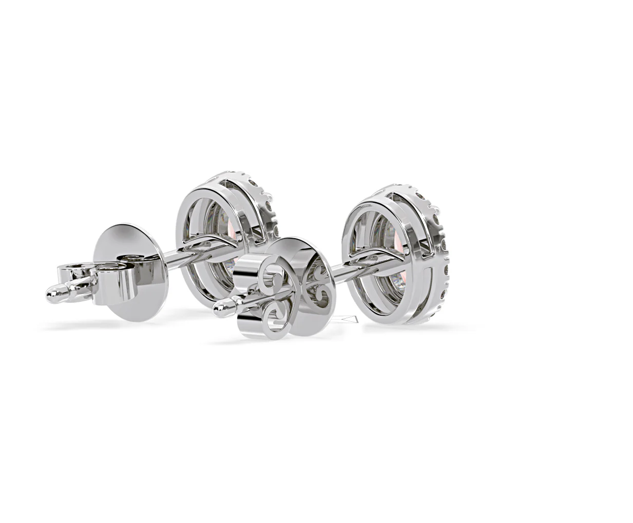 Georgina Pink Lab Diamond 1.34ct Oval Halo Earrings in 18K White Gold - Elara Collection - Image 57