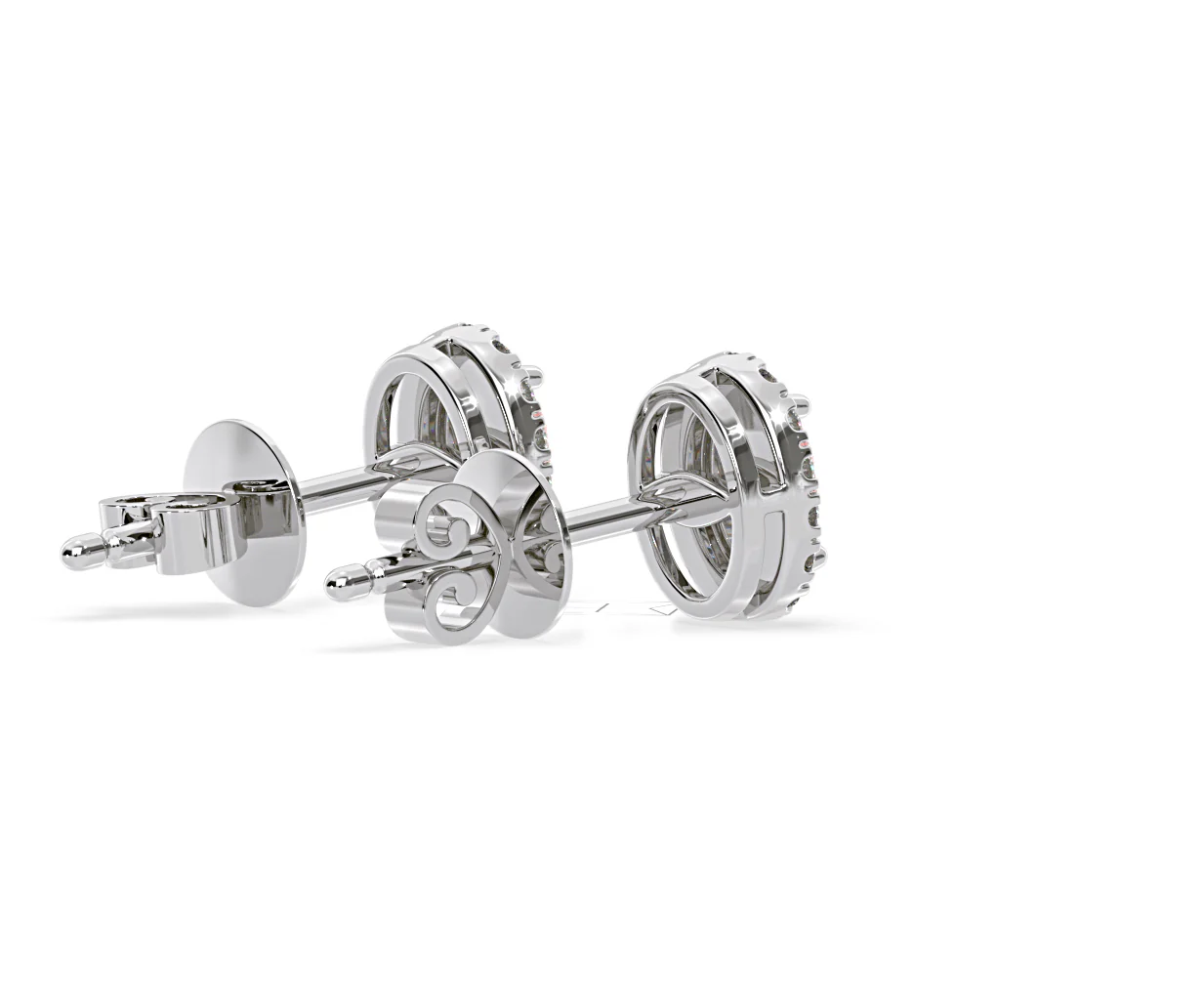 Georgina Pink Lab Diamond 1.34ct Oval Halo Earrings in 18K White Gold - Elara Collection - Image 59