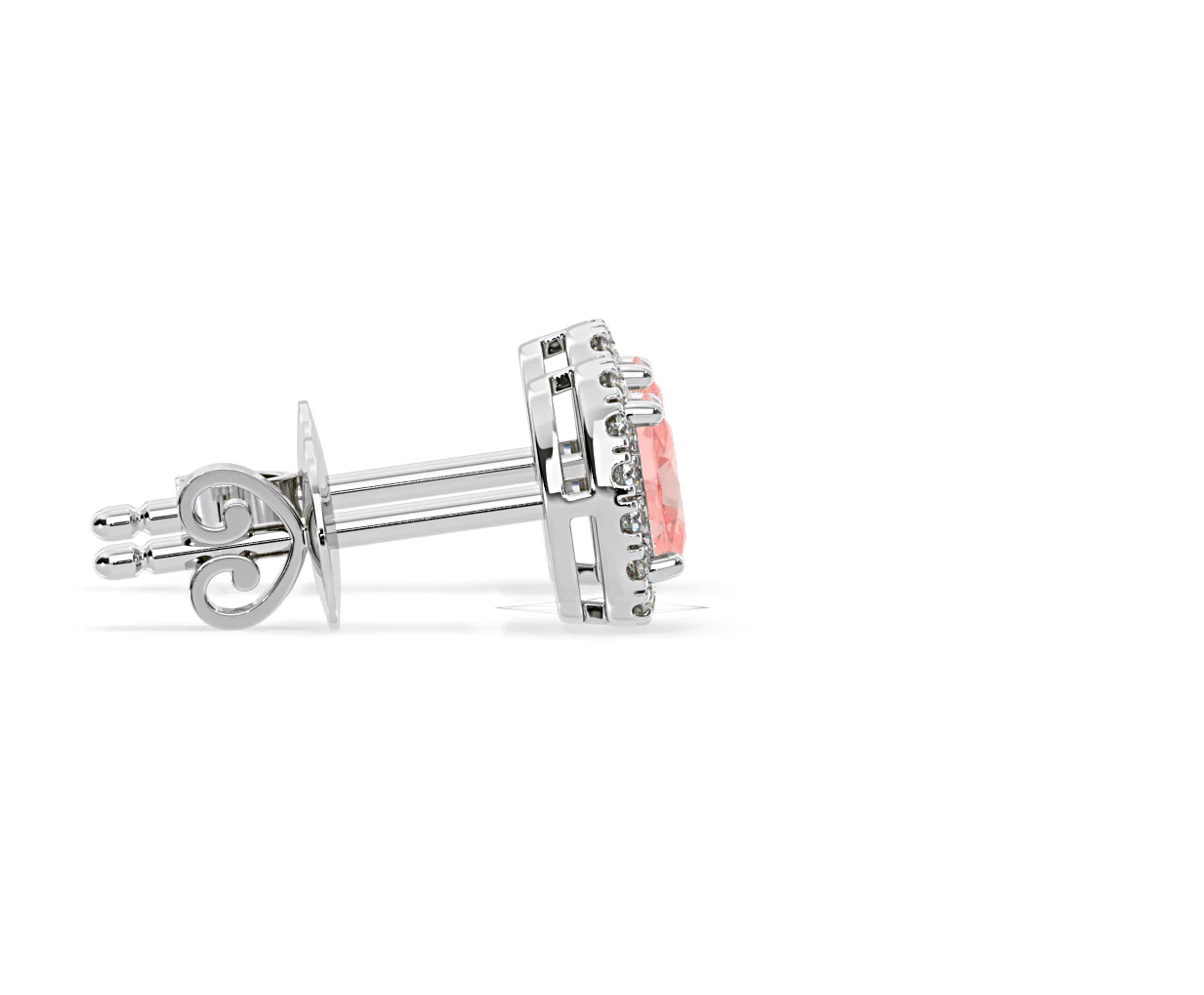 Georgina Pink Lab Diamond 1.34ct Oval Halo Earrings in 18K White Gold - Elara Collection - Image 67