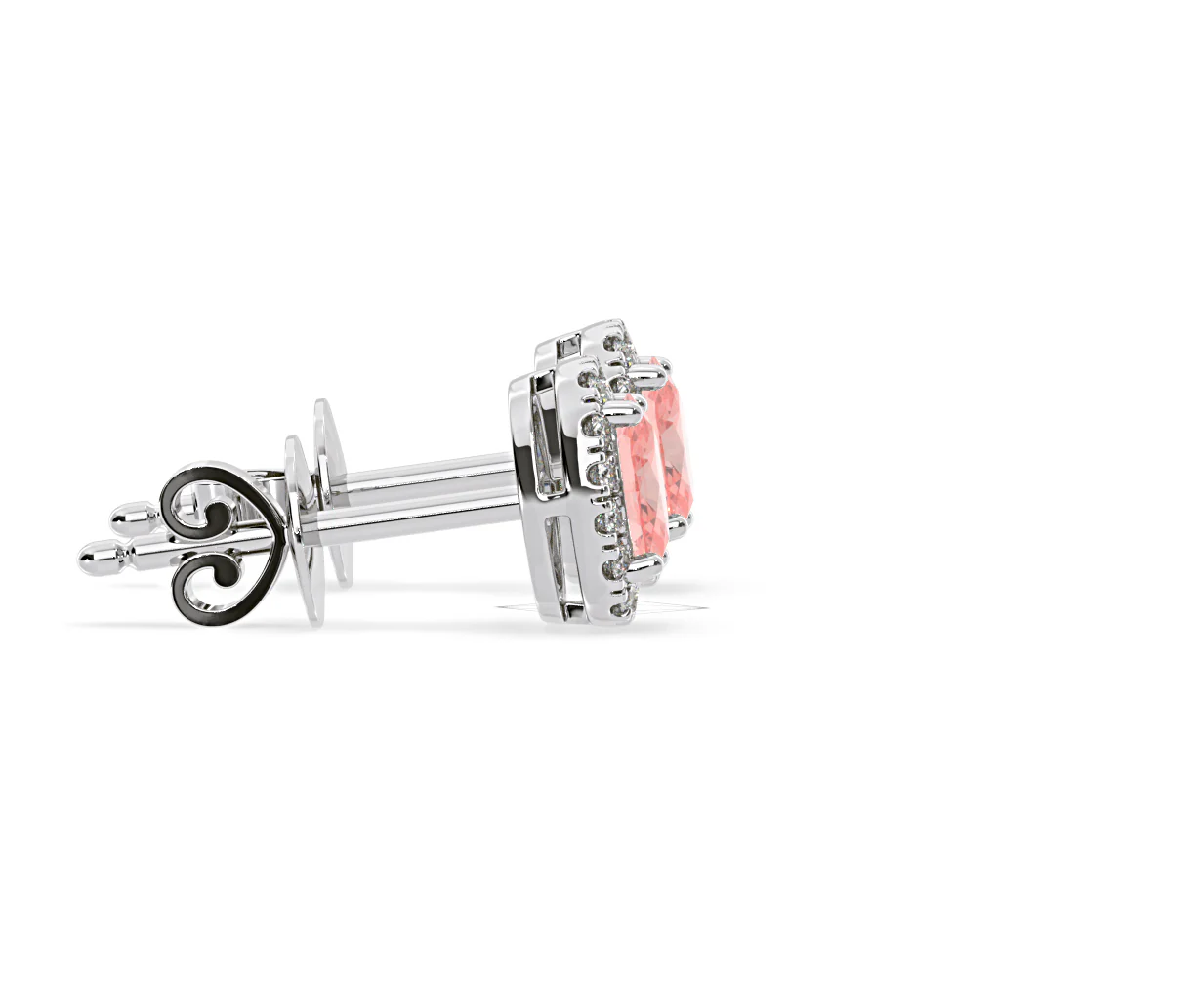 Georgina Pink Lab Diamond 1.34ct Oval Halo Earrings in 18K White Gold - Elara Collection - Image 68