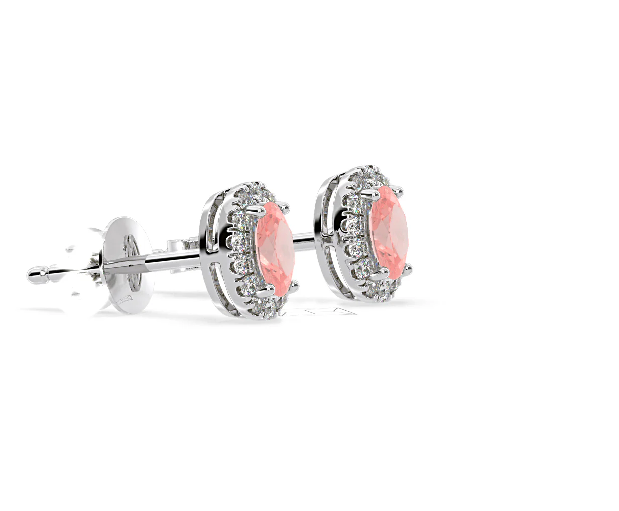 Georgina Pink Lab Diamond 1.34ct Oval Halo Earrings in 18K White Gold - Elara Collection - Image 74