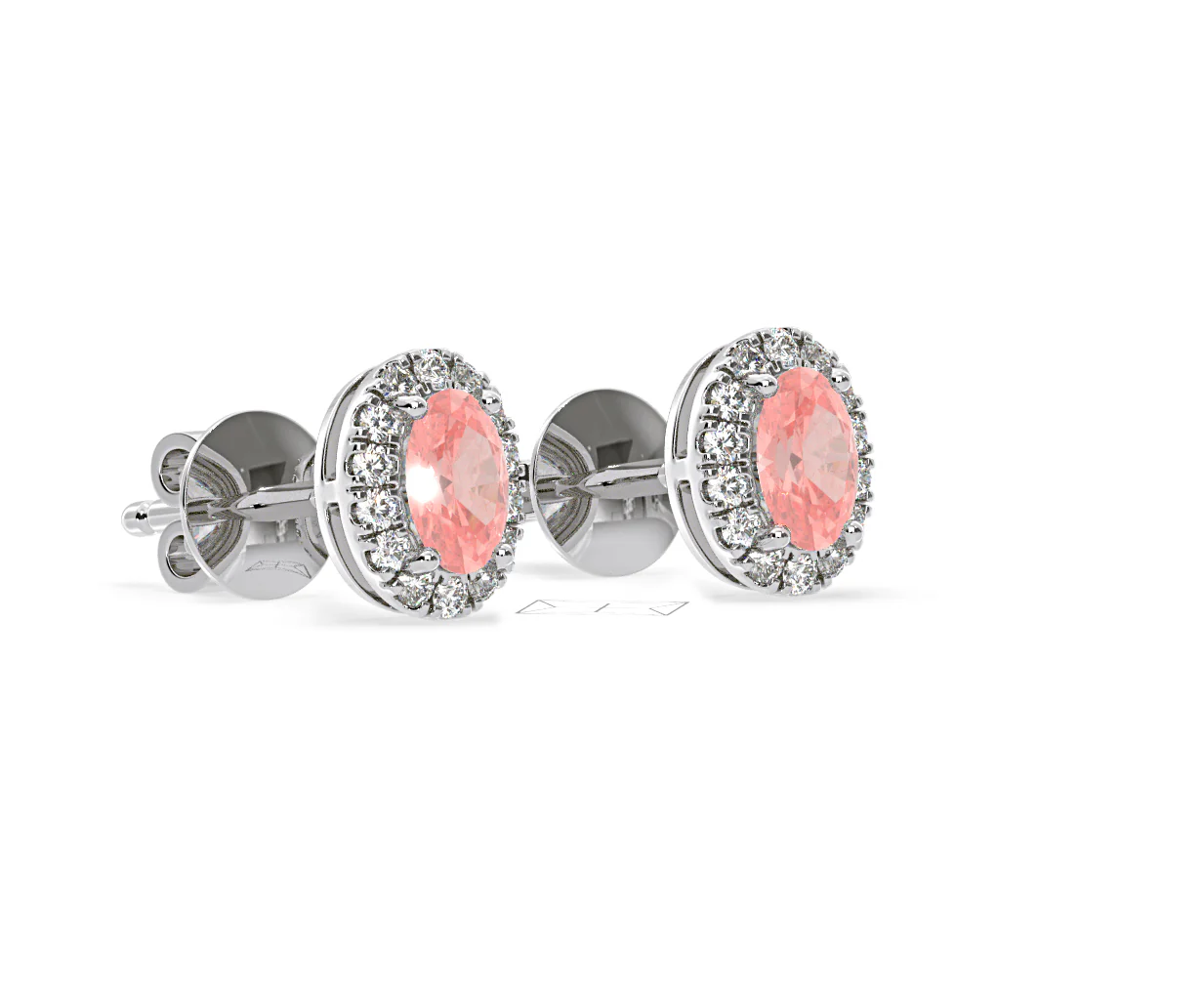 Georgina Pink Lab Diamond 1.34ct Oval Halo Earrings in 18K White Gold - Elara Collection - Image 79