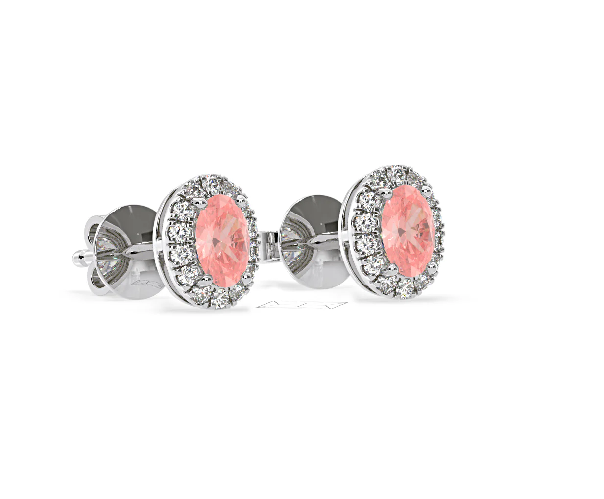 Georgina Pink Lab Diamond 1.34ct Oval Halo Earrings in 18K White Gold - Elara Collection - Image 80