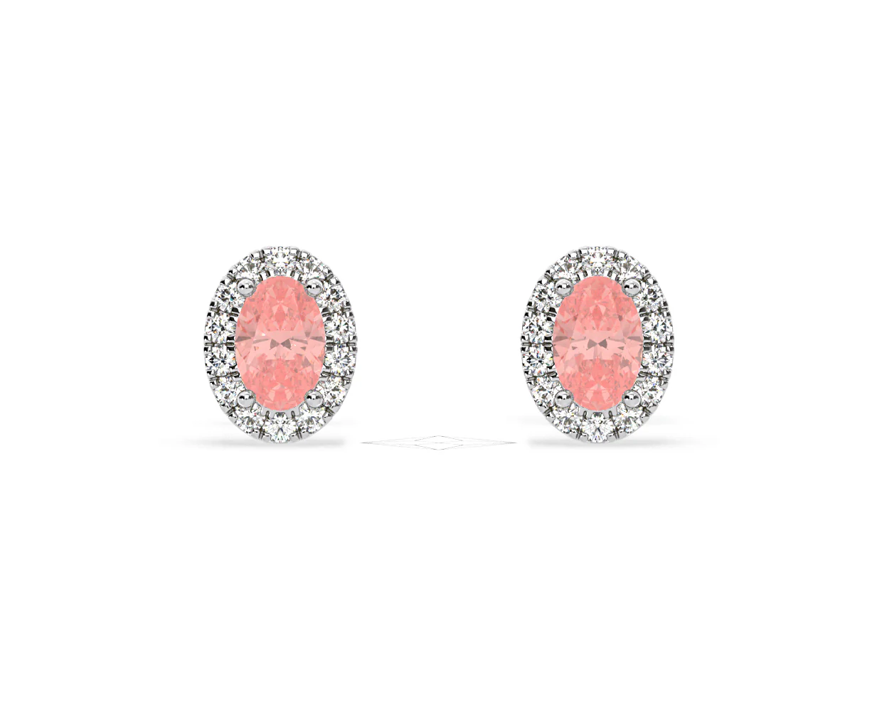 Georgina Pink Lab Diamond 1.34ct Oval Halo Earrings in 18K White Gold - Elara Collection - Image 87