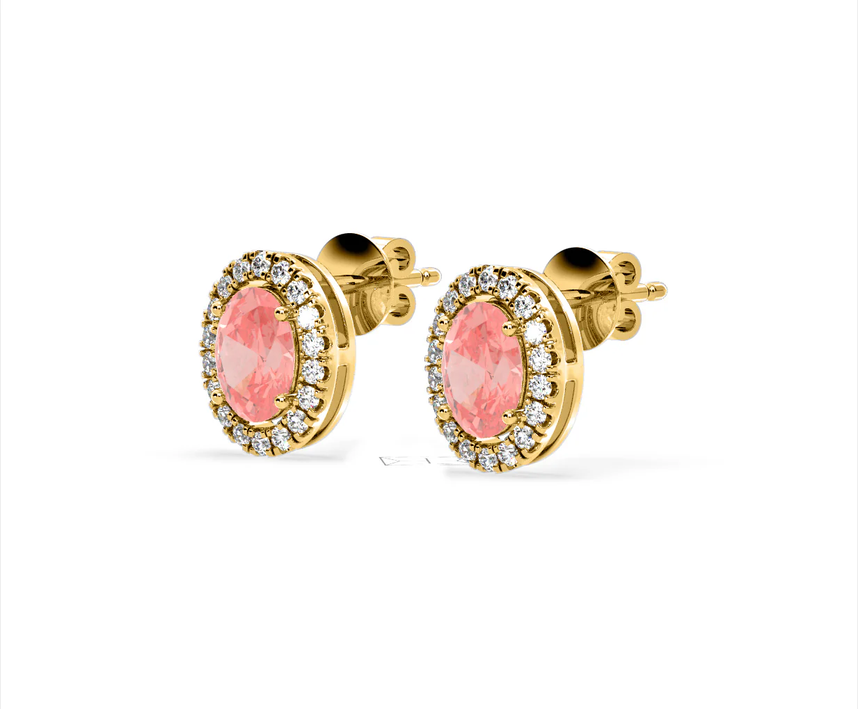 Georgina Pink Lab Diamond 2.45ct Oval Halo Earrings in 18K Gold - Elara Collection - Image 16