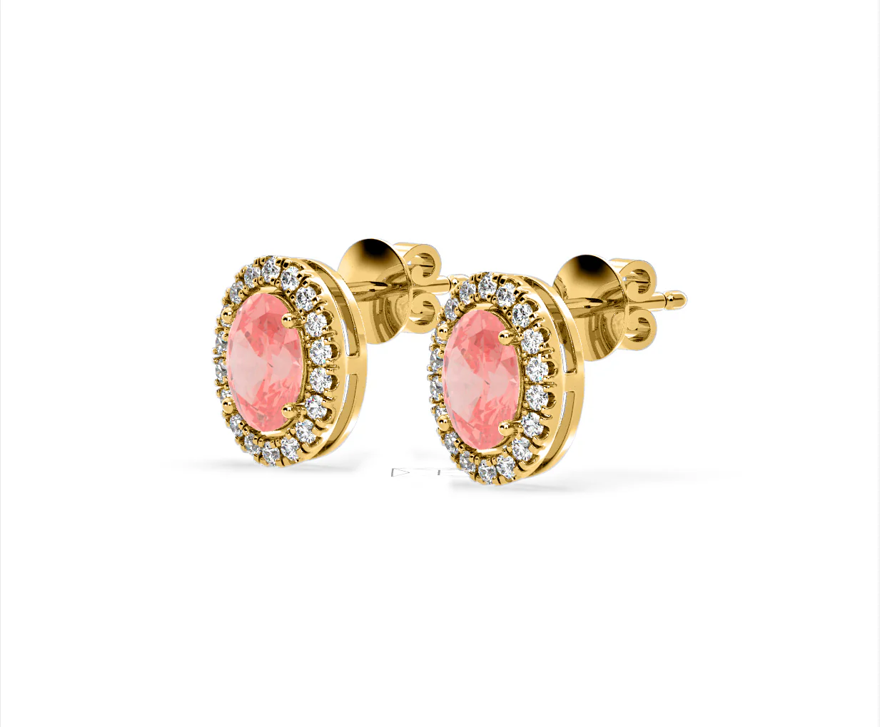 Georgina Pink Lab Diamond 2.45ct Oval Halo Earrings in 18K Gold - Elara Collection - Image 17