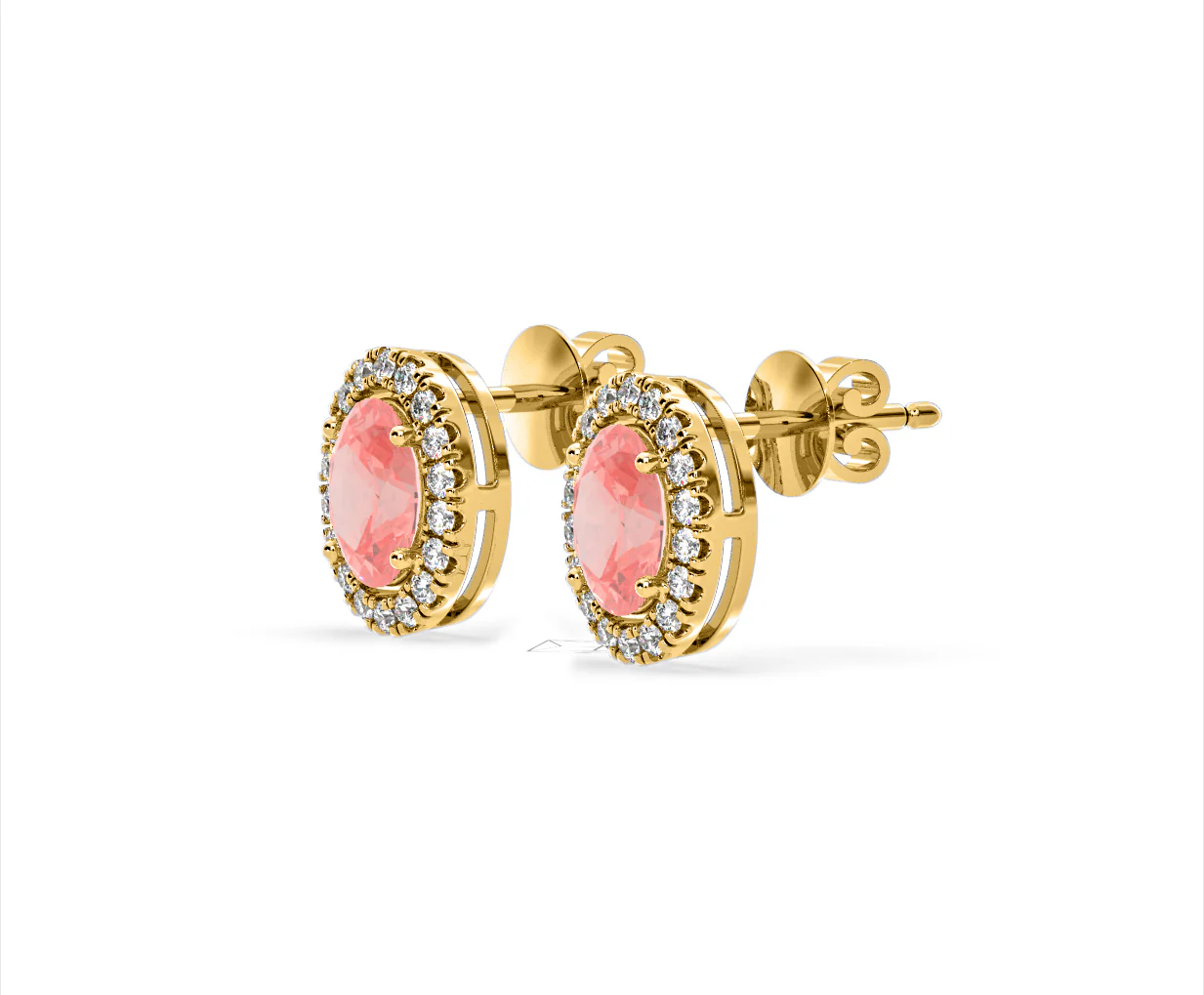 Georgina Pink Lab Diamond 2.45ct Oval Halo Earrings in 18K Gold - Elara Collection - Image 19