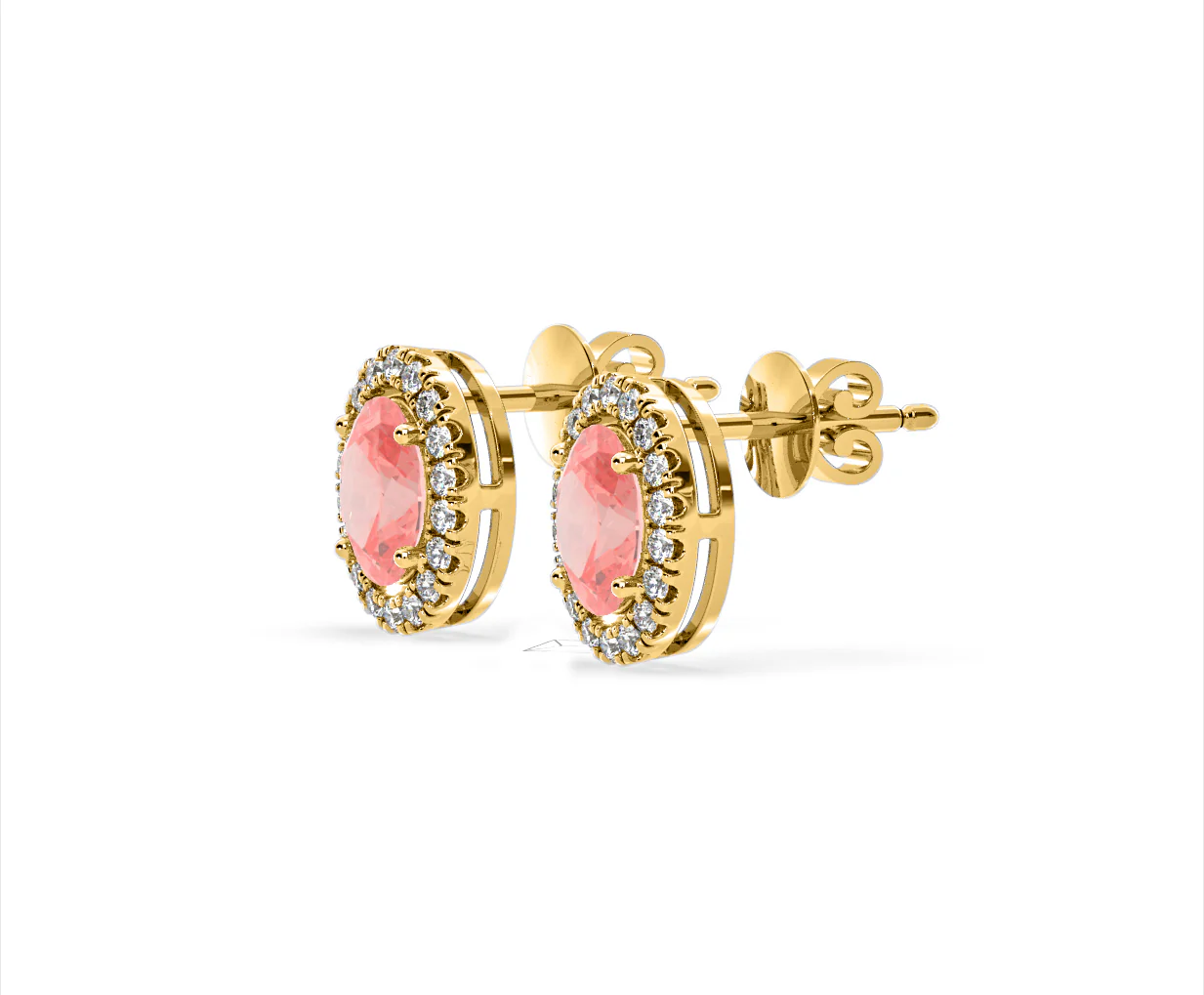 Georgina Pink Lab Diamond 2.45ct Oval Halo Earrings in 18K Gold - Elara Collection - Image 20