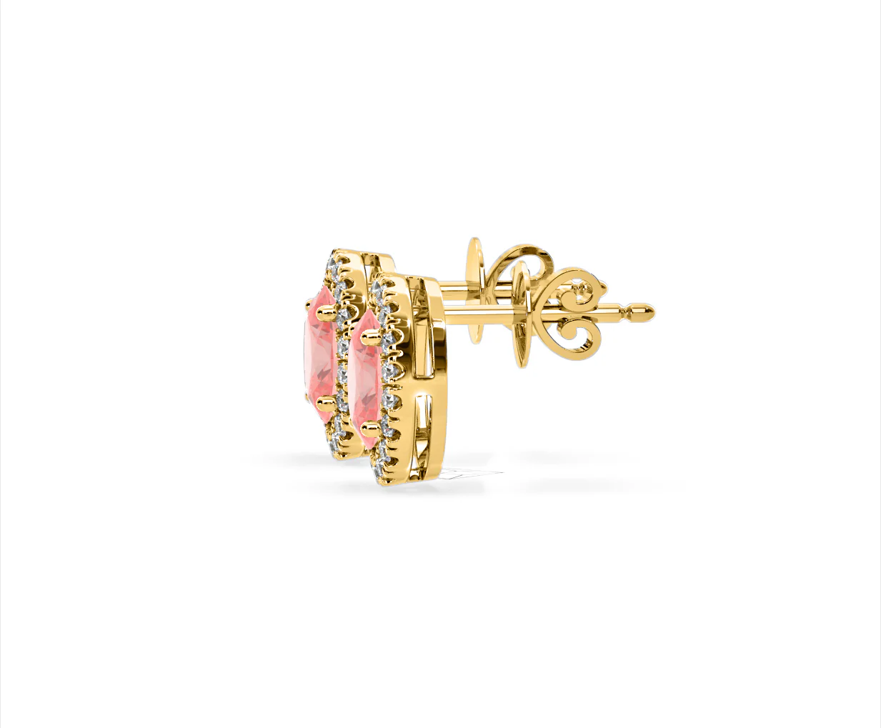 Georgina Pink Lab Diamond 2.45ct Oval Halo Earrings in 18K Gold - Elara Collection - Image 25