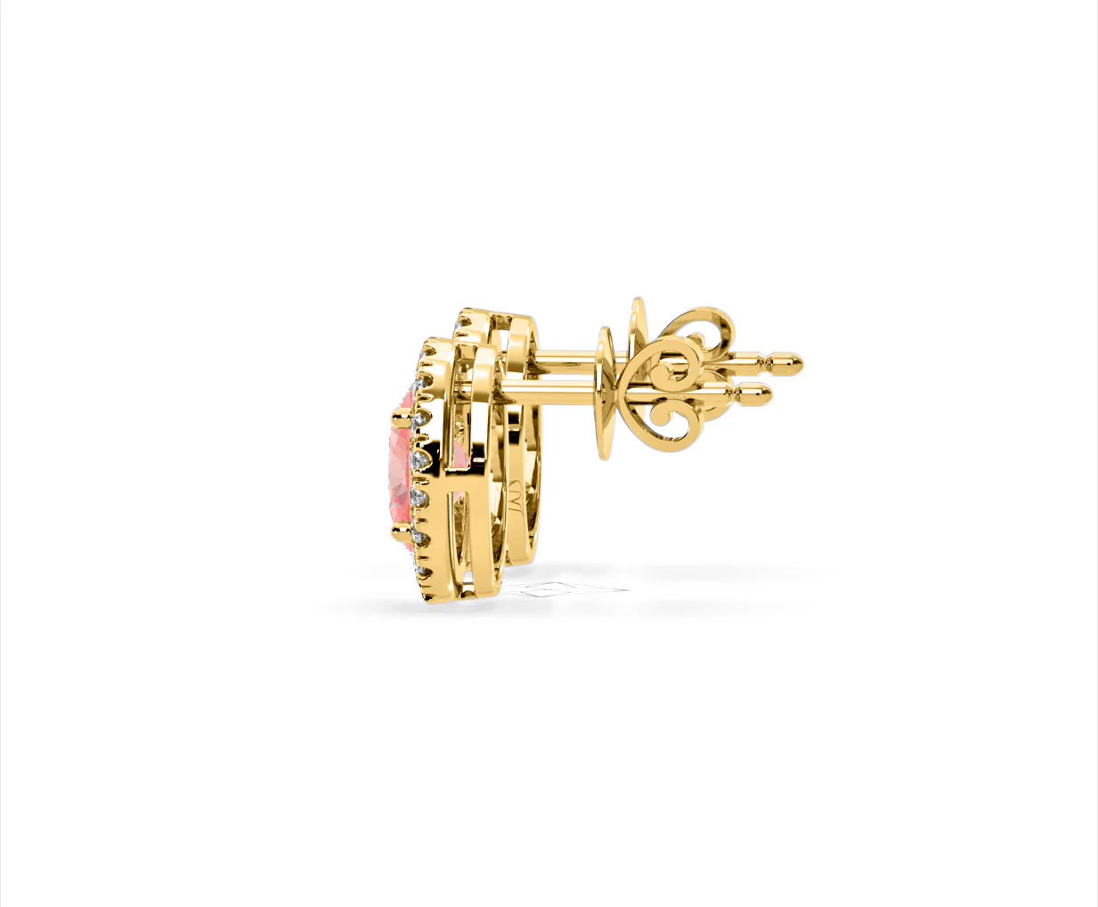 Georgina Pink Lab Diamond 2.45ct Oval Halo Earrings in 18K Gold - Elara Collection - Image 28