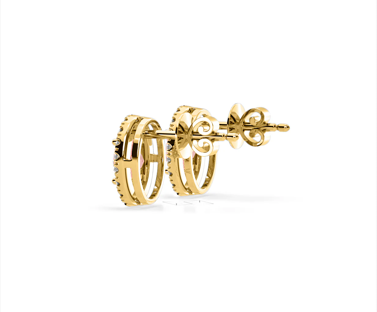 Georgina Pink Lab Diamond 2.45ct Oval Halo Earrings in 18K Gold - Elara Collection - Image 32