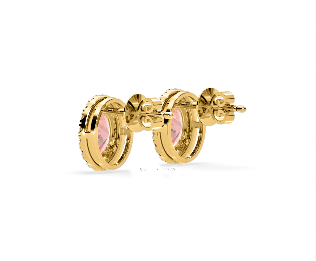 Georgina Pink Lab Diamond 2.45ct Oval Halo Earrings in 18K Gold - Elara Collection - Image 36