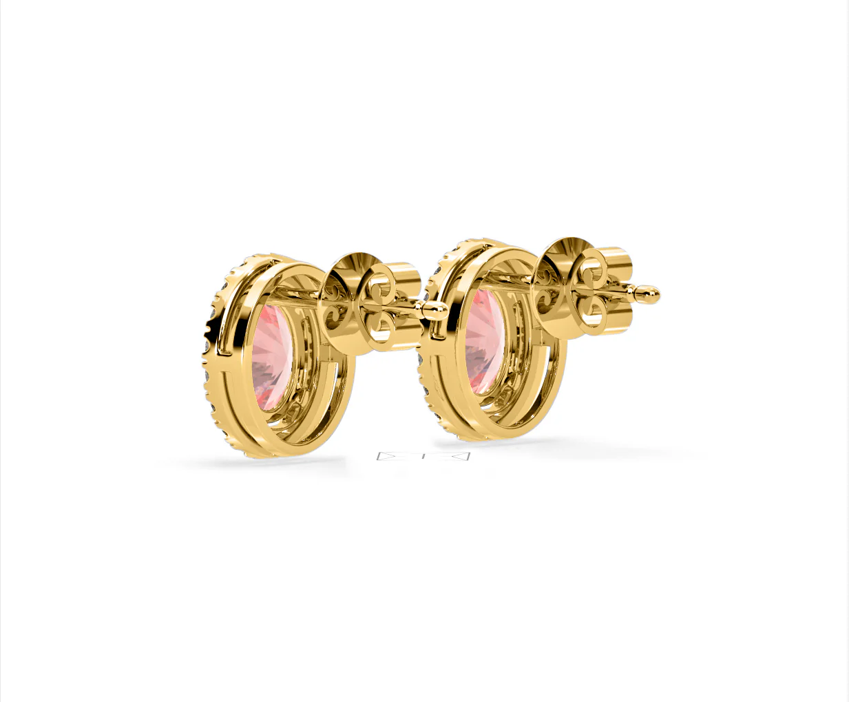 Georgina Pink Lab Diamond 2.45ct Oval Halo Earrings in 18K Gold - Elara Collection - Image 37