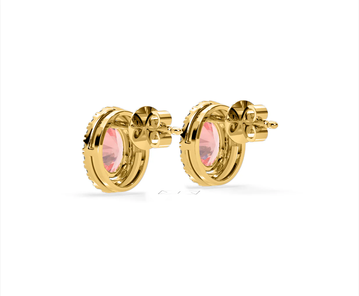 Georgina Pink Lab Diamond 2.45ct Oval Halo Earrings in 18K Gold - Elara Collection - Image 38