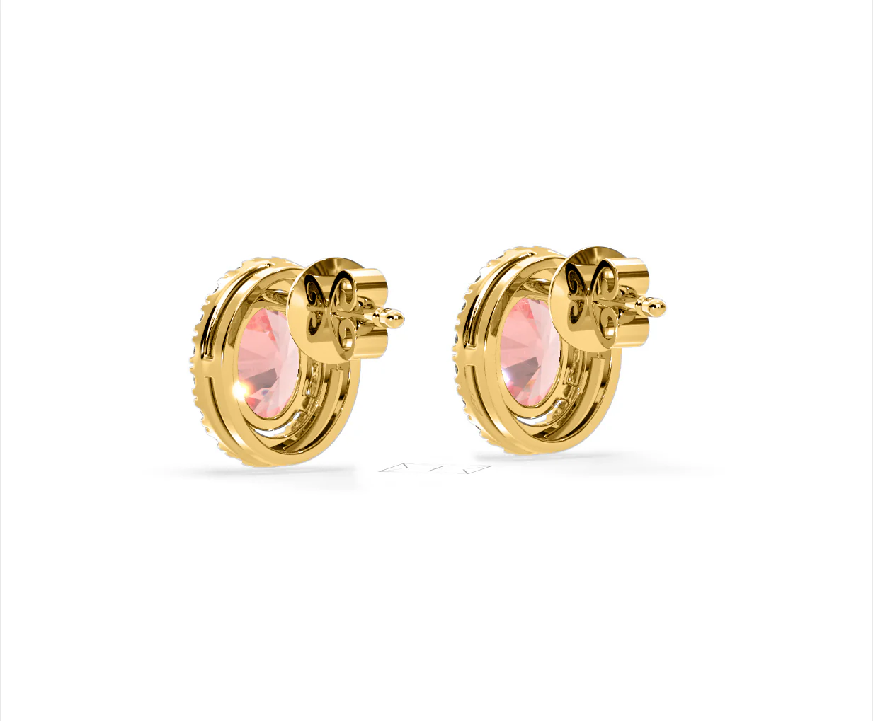 Georgina Pink Lab Diamond 2.45ct Oval Halo Earrings in 18K Gold - Elara Collection - Image 40